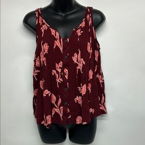 Maeve Red Relaxed Buttoned Tank Top size 4